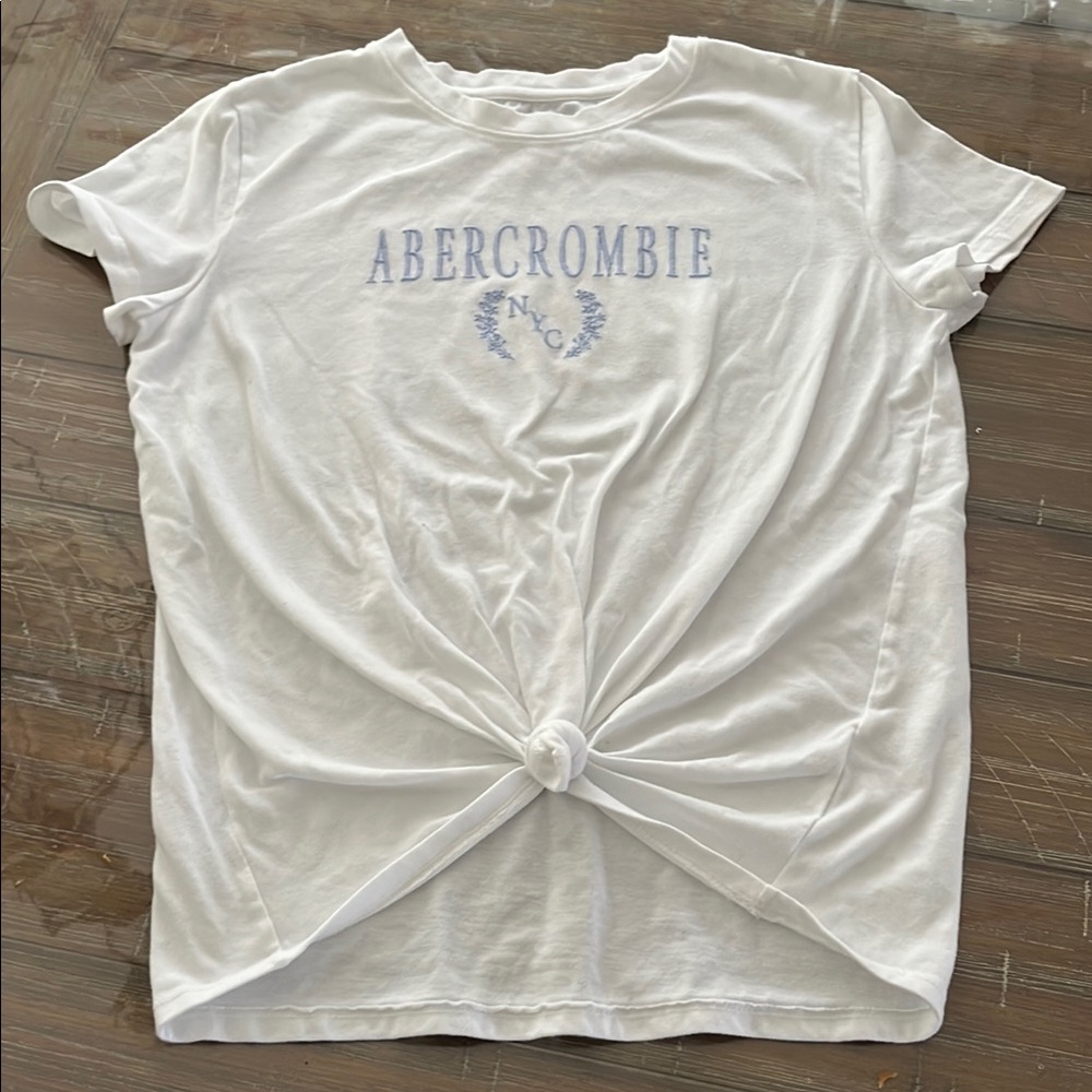 Abercrombie & Fitch White Tie Front Short Sleeve Tee
